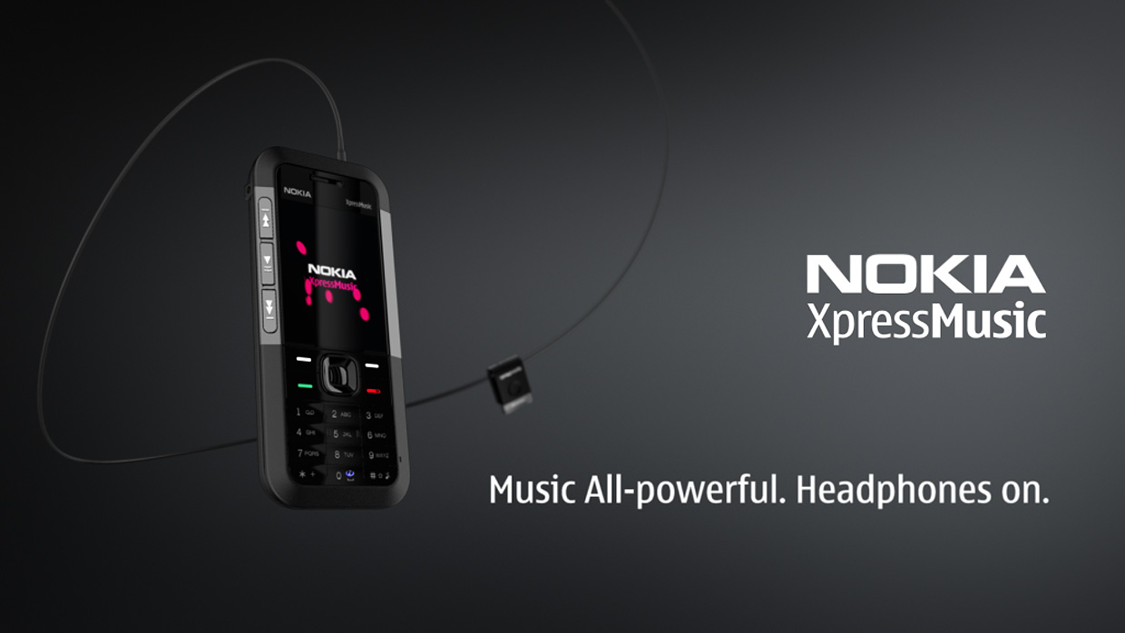 Nokia Xpress Music 3D animation, pack shot with typography